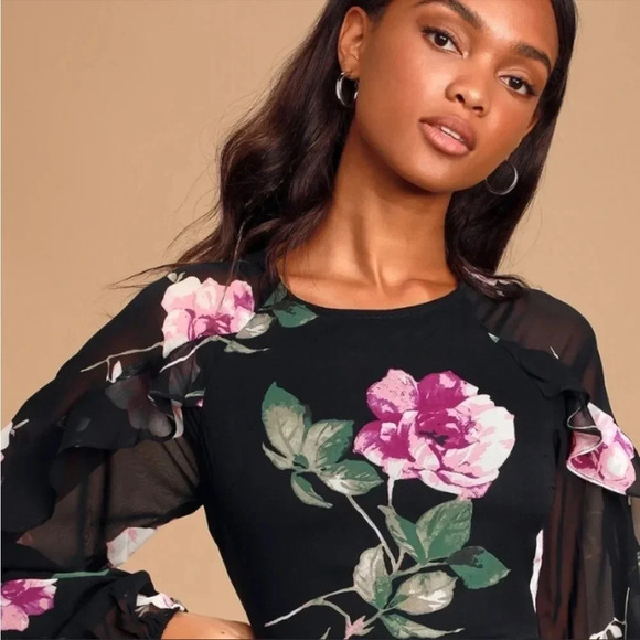 Lulus Once & flor all floral ruffle midi dress - Picture 4 of 15